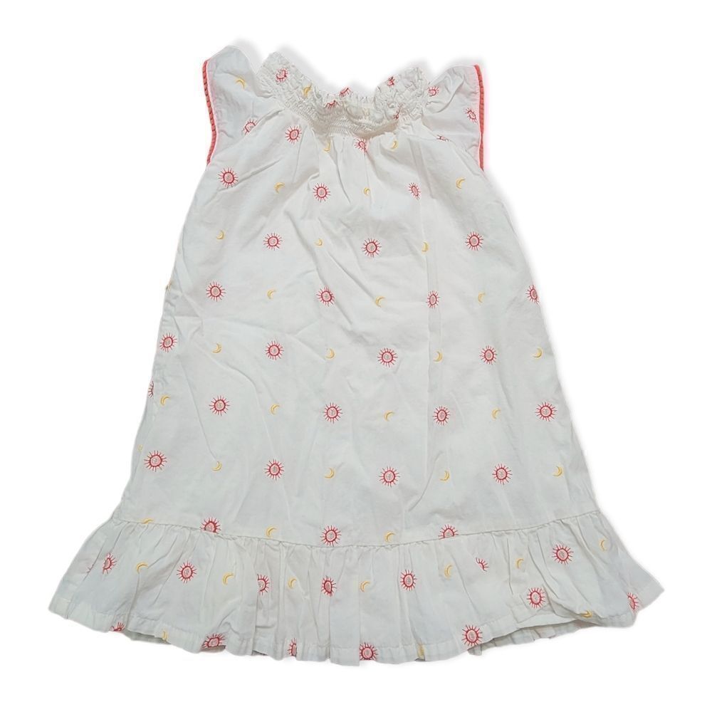 Smocked neck embroidered dress